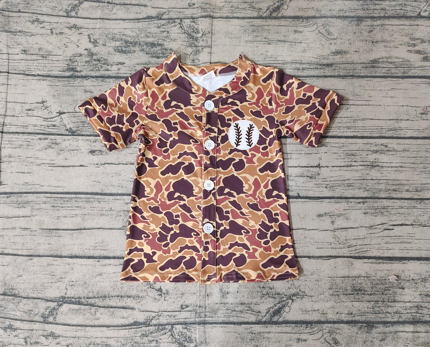 Baby Boys Brown Camo Baseball Short Sleeve Tee Shirts Tops Preorder