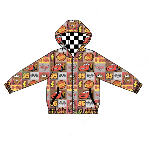 Baby Boys Cartoon Car Racing Zip Jackets Cardigan Tops Preorder