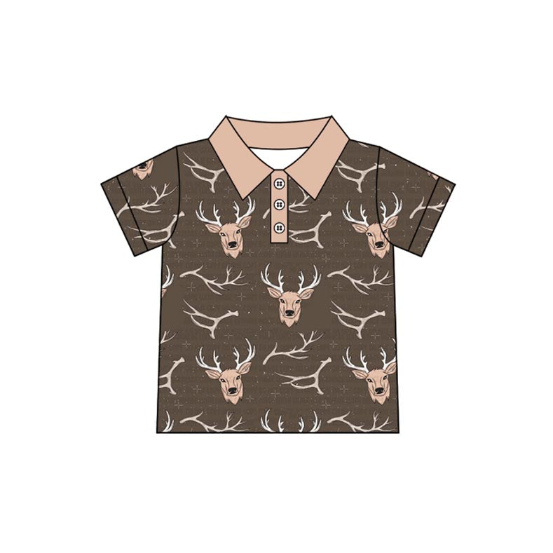 Baby Boys Deers Buttons Pullovers Tee Shirts Tops Preorder