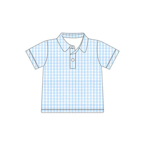 Baby Boys Blue Checkered Buttons Shirts Tops Preorder