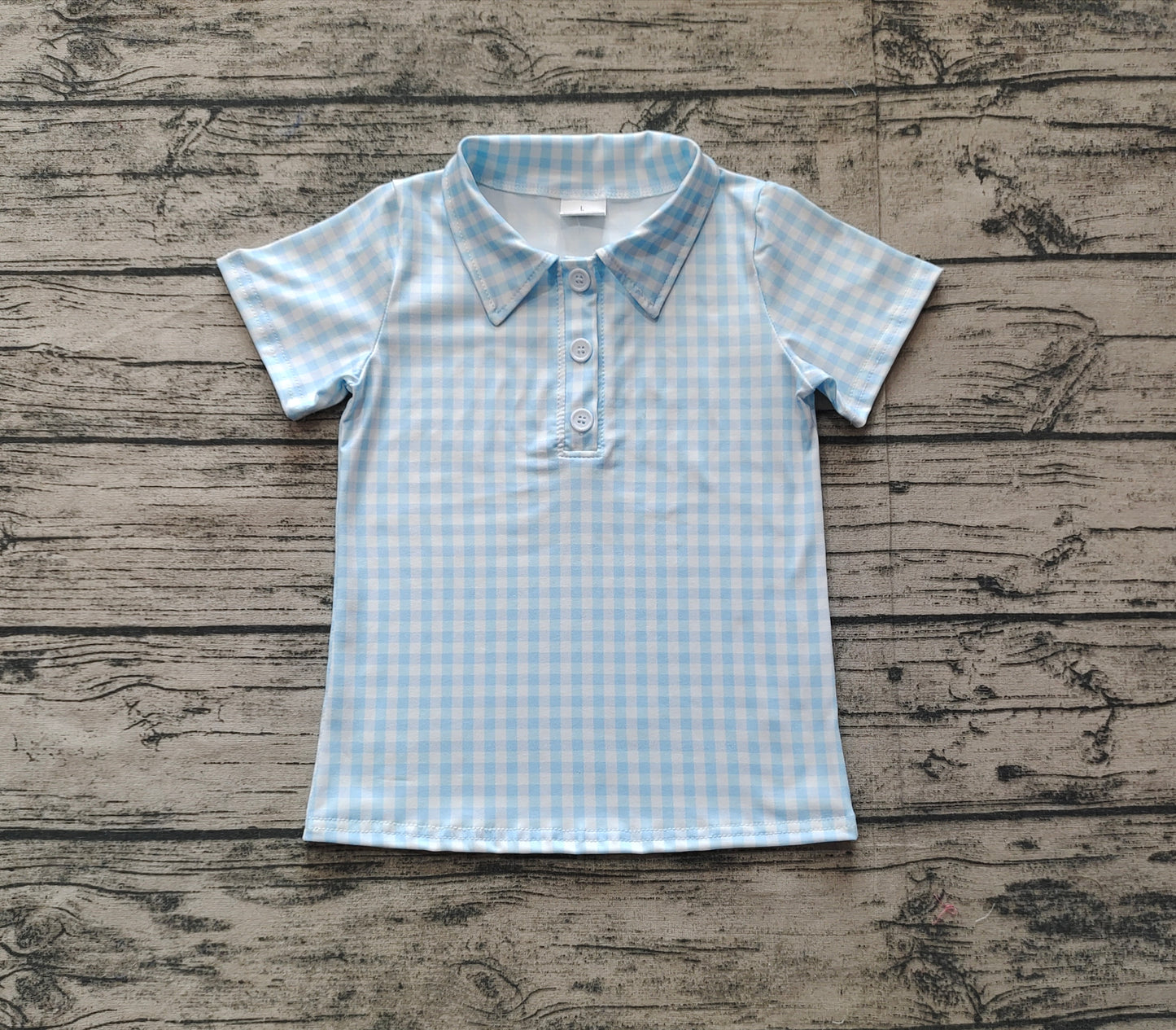 Baby Boys Blue Checkered Buttons Shirts Tops Preorder