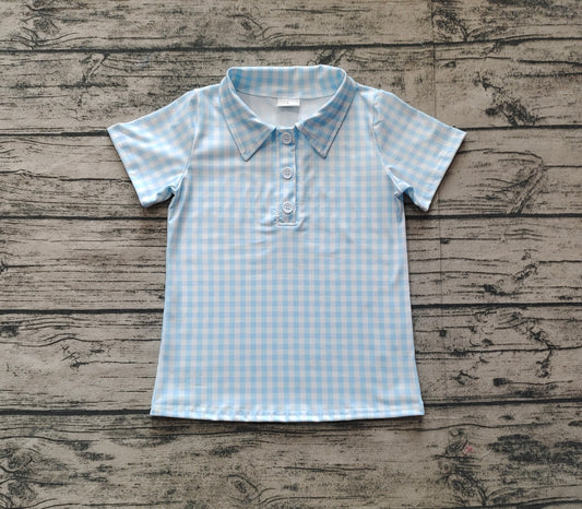 Baby Boys Blue Checkered Buttons Shirts Tops Preorder