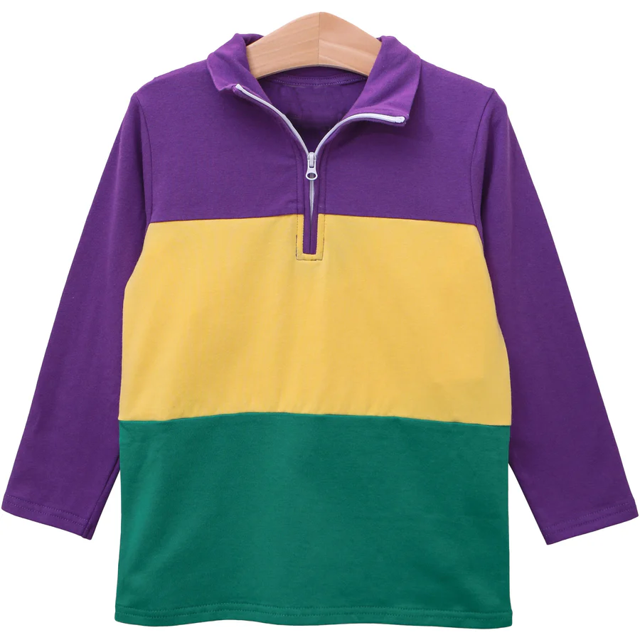 Baby Boys Mardi Gras Purple Zip Tee Shirts Tops Preorder