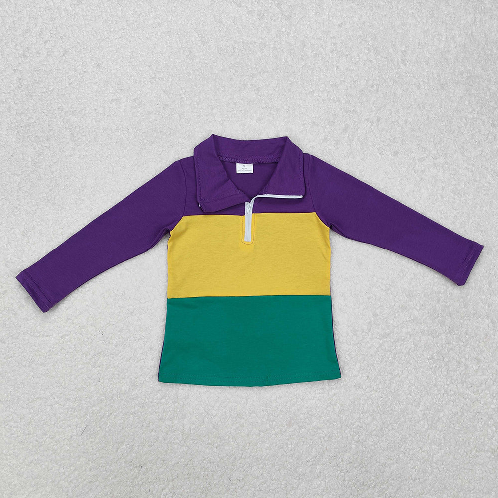 Baby Boys Mardi Gras Purple Zip Tee Shirts Tops