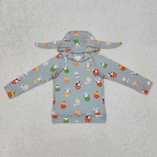 Baby Boys Easter Green Rabbits Eggs Long Sleeve Hooded Ears Tops