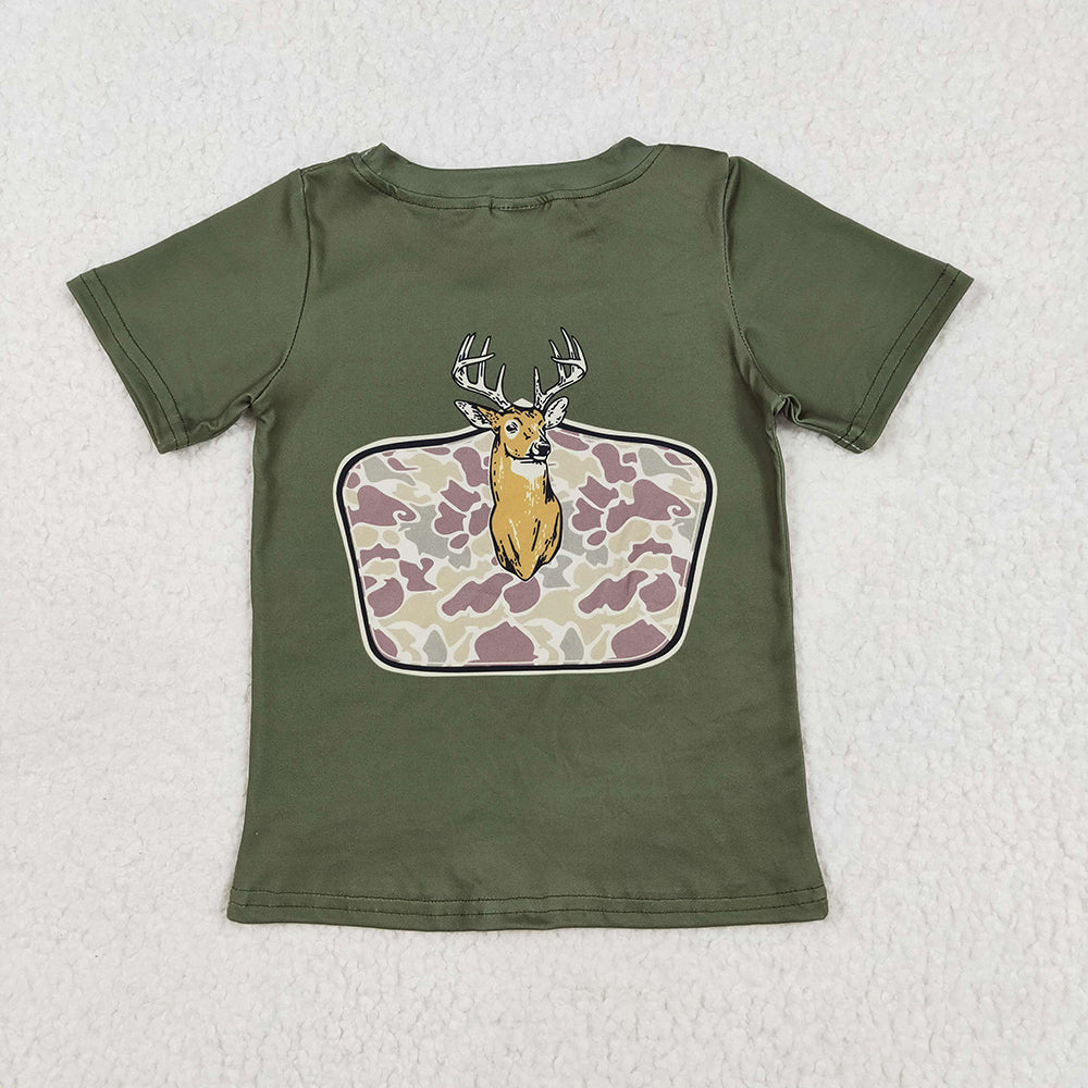 Baby Boys Green Deer Camo Short Sleeve Tee Shirts Tops