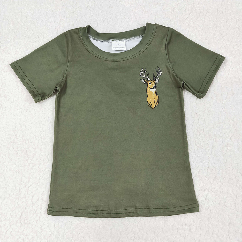 Baby Boys Green Deer Camo Short Sleeve Tee Shirts Tops