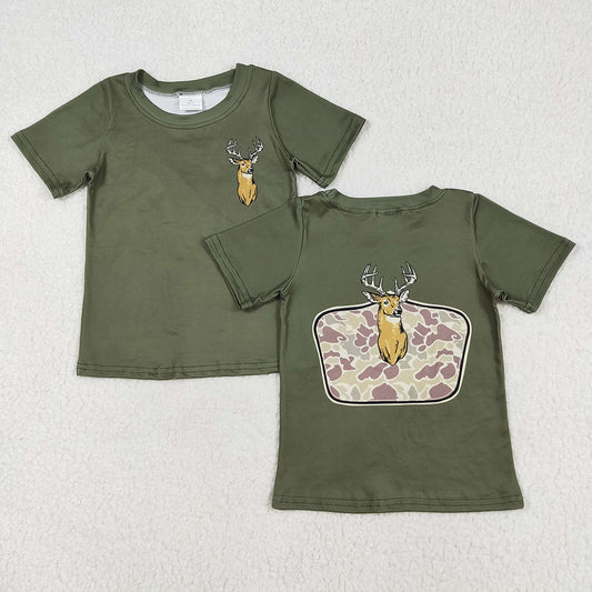 Baby Boys Green Deer Camo Short Sleeve Tee Shirts Tops