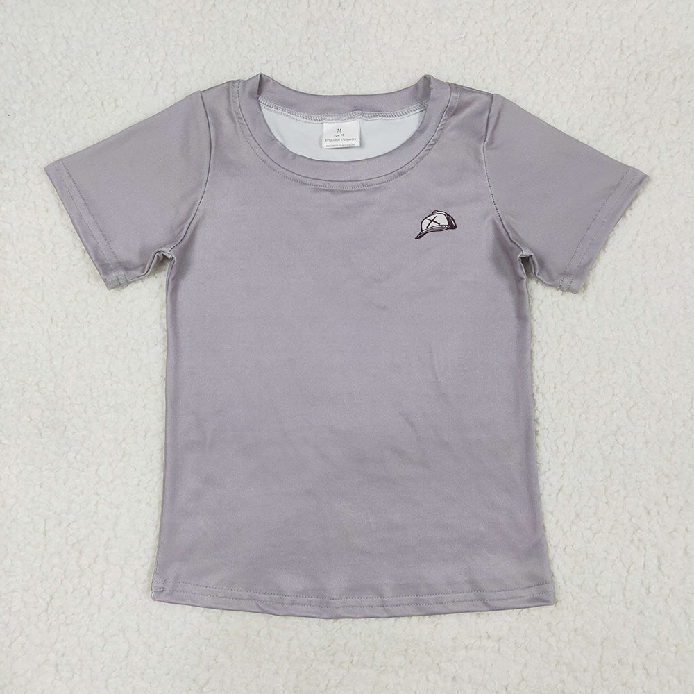 Baby Boys Grey Dog Short Sleeve Tee Shirts Tops