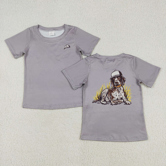 Baby Boys Grey Dog Short Sleeve Tee Shirts Tops