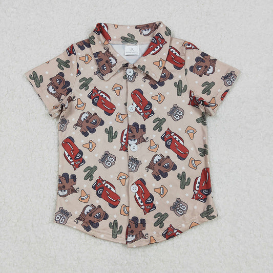 Baby Boys Western Cars Cactus Buttons Tee Shirts Tops