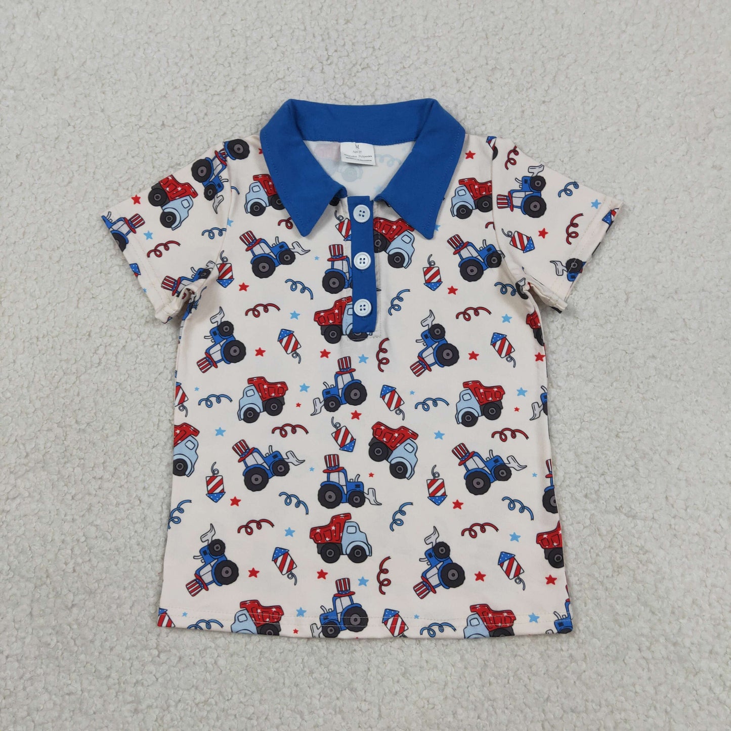 Sibling Baby Boys Short Sleeve 4th of July Button Polo Shirts Top