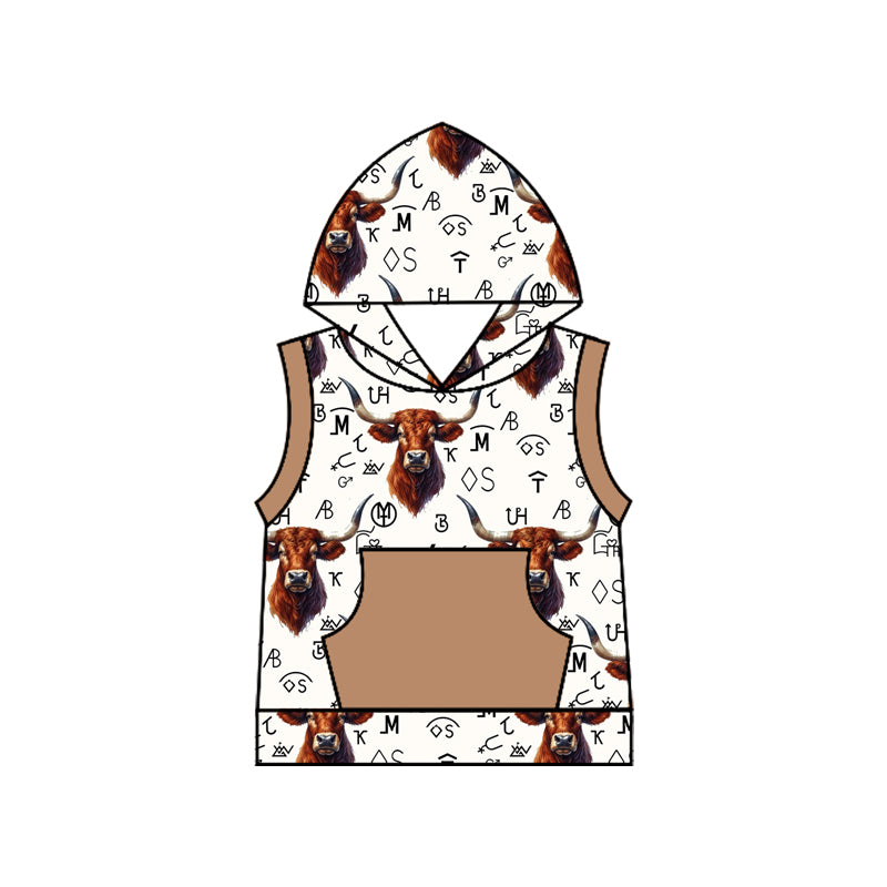 Baby Boys Western Cow Branded Hooded Tops Preorder