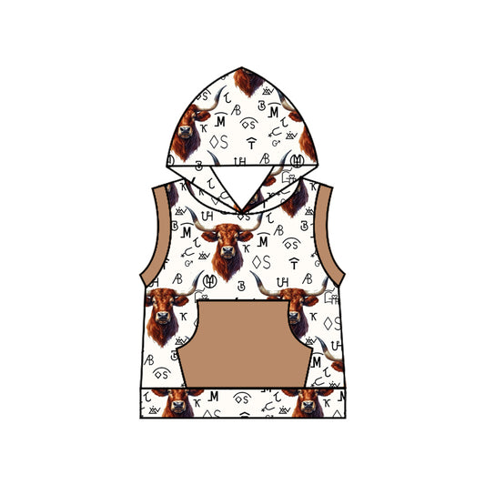 Baby Boys Western Cow Branded Hooded Tops Preorder