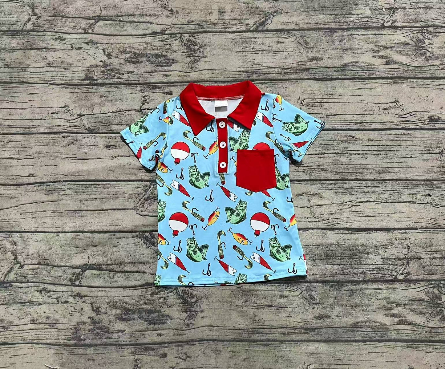 Baby Boys Fishing Float Buttons Pocket Short Sleeve Tee Shirts Tops