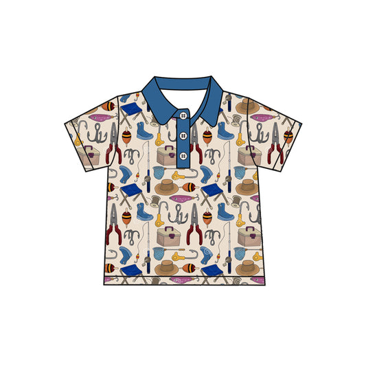 Baby Boys Fishing Buttons Short Sleeve Tee Shirts Tops Preorder