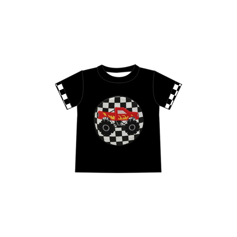 Baby Boys Black Checkered Truck Tee Shirts Tops Preorder