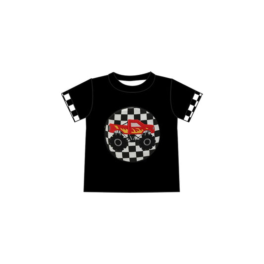 Baby Boys Black Checkered Truck Tee Shirts Tops Preorder
