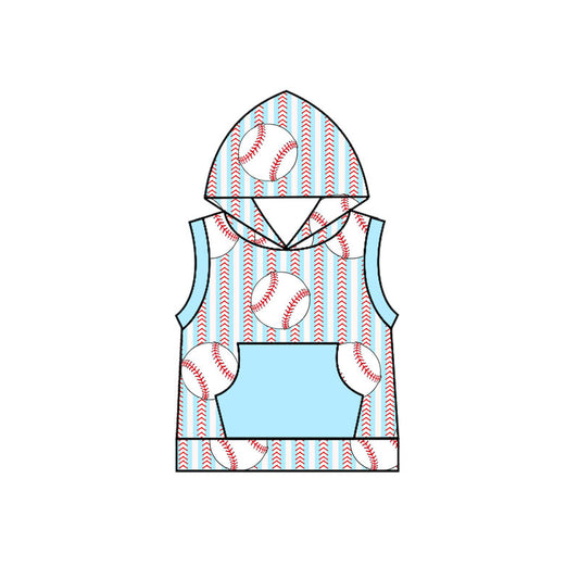 Baby Boys Baseball Stripes Hooded Pocket Tee Shirts Tops Preorder