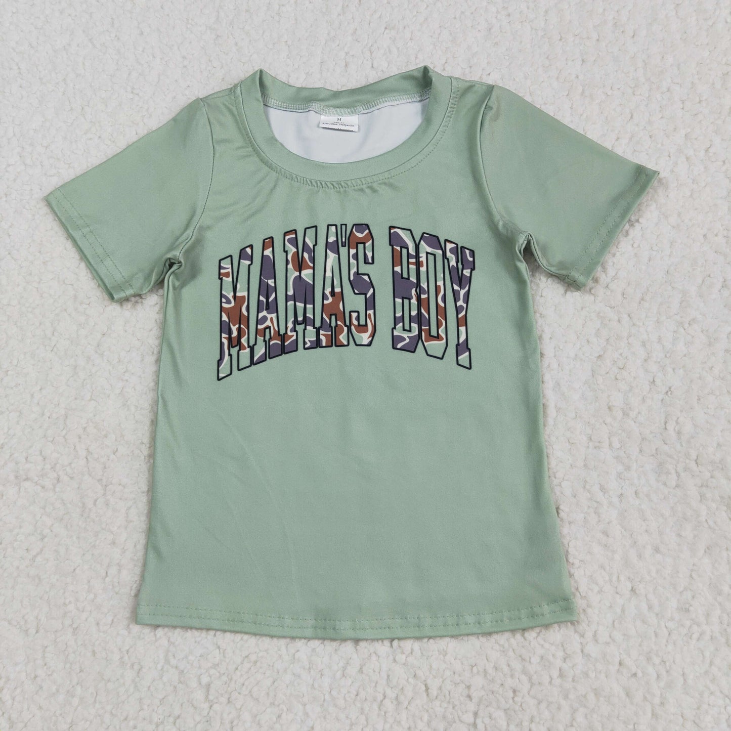 Sibling Baby Boys Short Sleeves Camo Mama's Boy Tee Shirts Tops