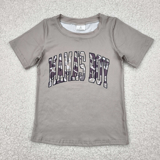 Baby Boys Light Green Mama's Boy Camouflage Short Sleeve Tee Shirts Tops