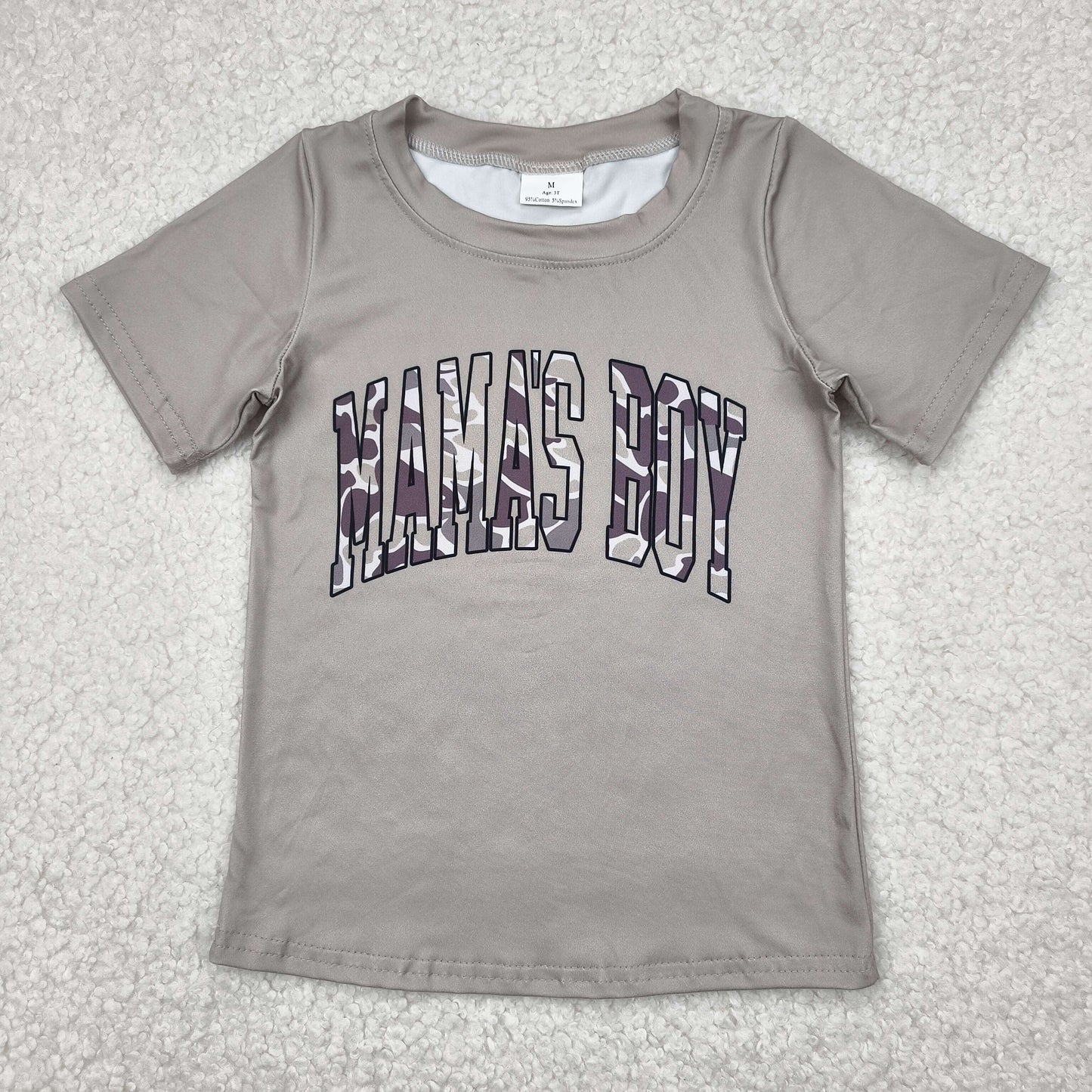 Sibling Baby Boys Short Sleeves Camo Mama's Boy Tee Shirts Tops