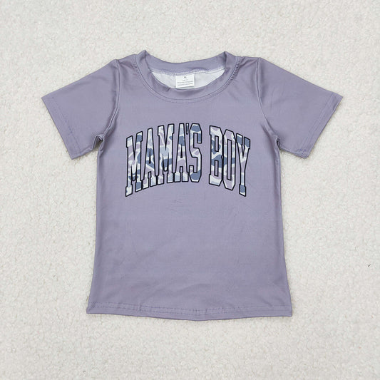 Baby Boys Grey Mama's Boy Camouflage Short Sleeve Tee Shirts Tops