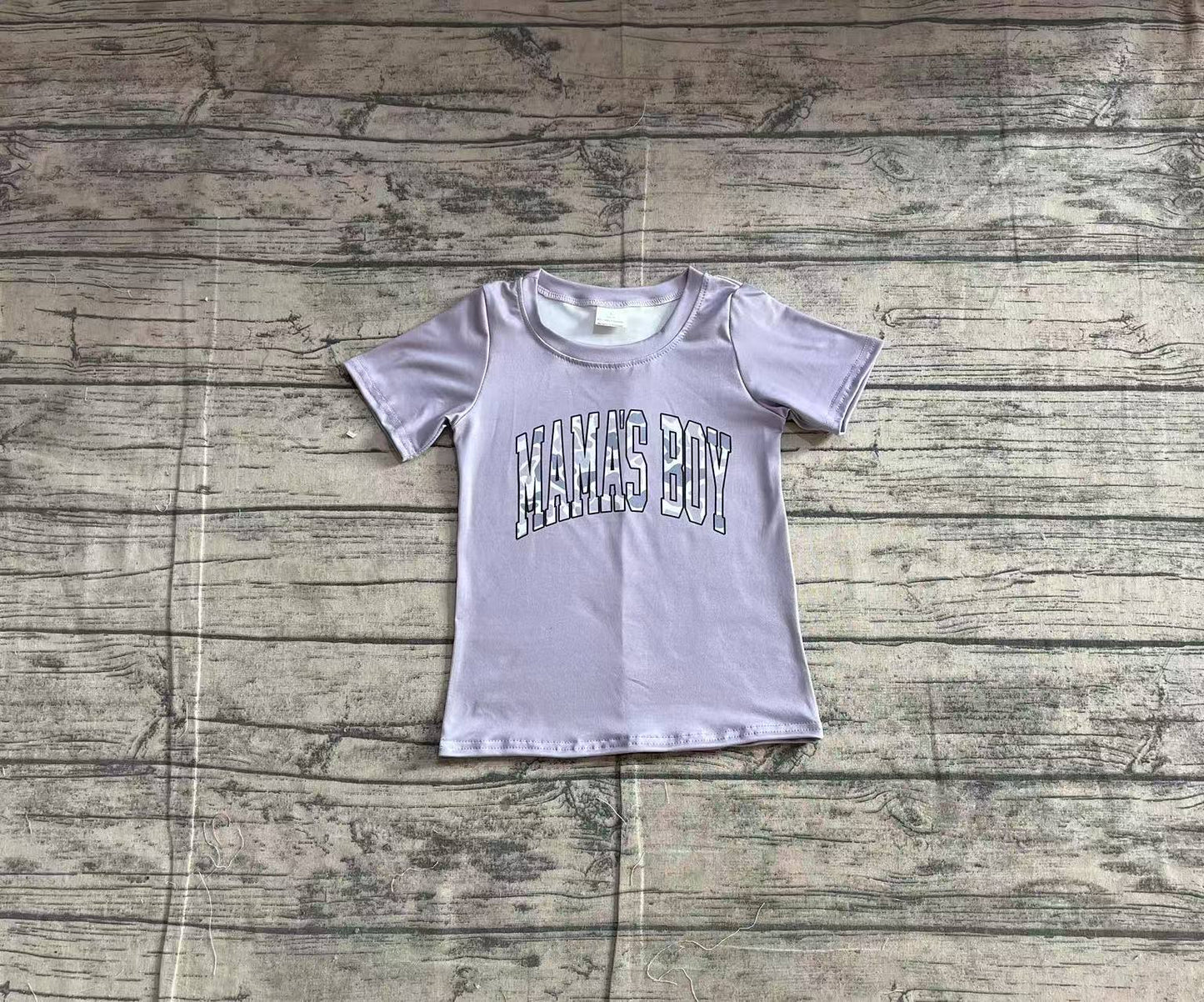 Baby Boys Grey Mama's Boy Camouflage Short Sleeve Tee Shirts Tops