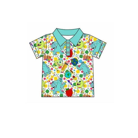 Baby Boys Blue Monster Short Sleeve Pullovers Tee Shirts Tops preorder