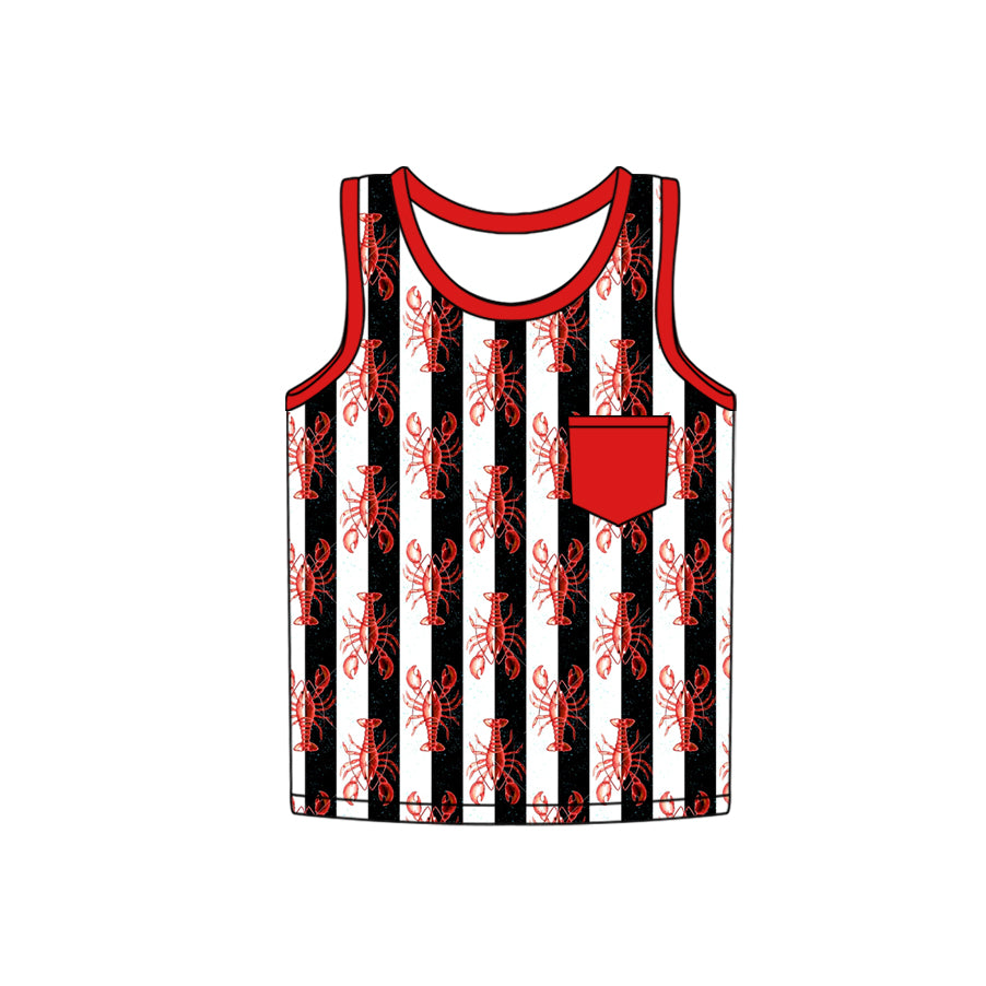 Baby Boys Black Stripes Crawfish Pocket Sleeveless Shirt Tops preorder