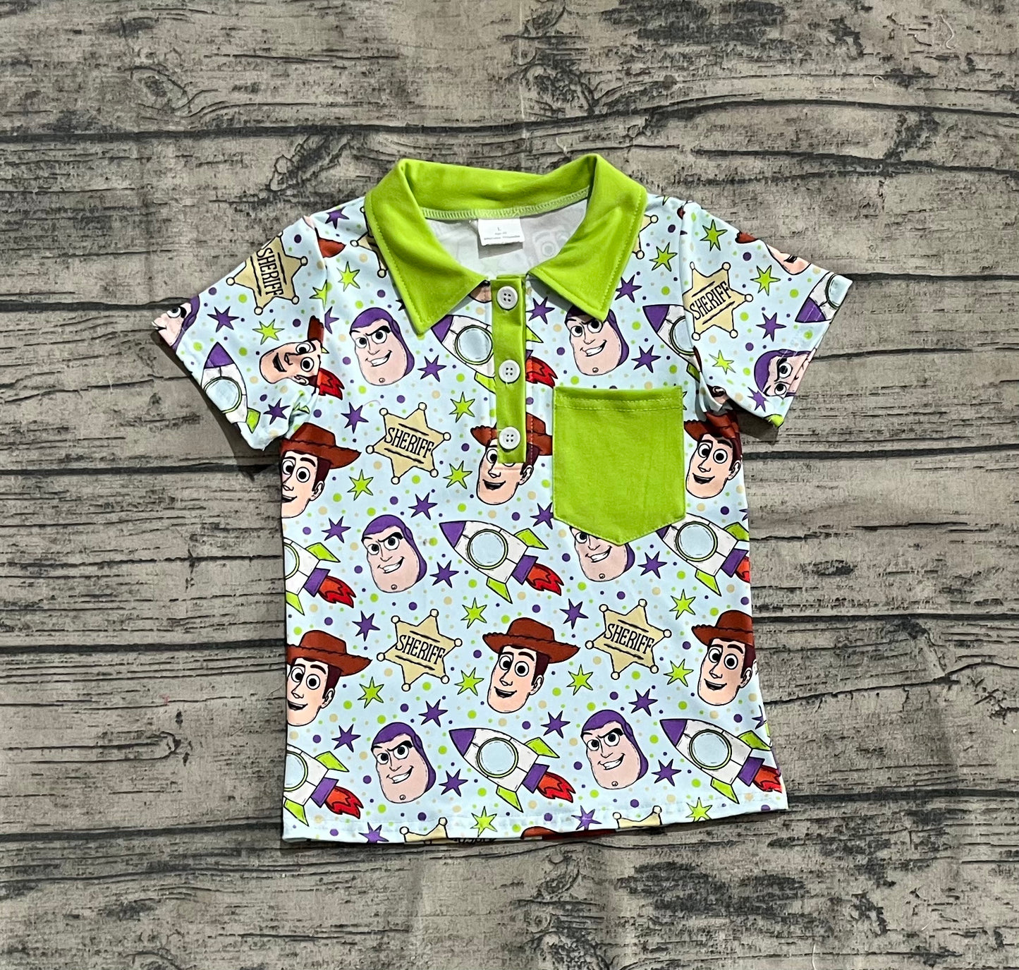 Preorder moq 5 Baby Boys Green Cartoon Toys Pullovers Shirt Tops
