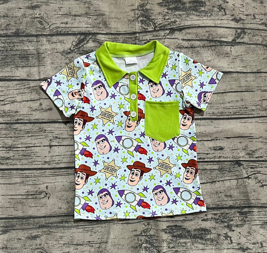 Preorder moq 5 Baby Boys Green Cartoon Toys Pullovers Shirt Tops