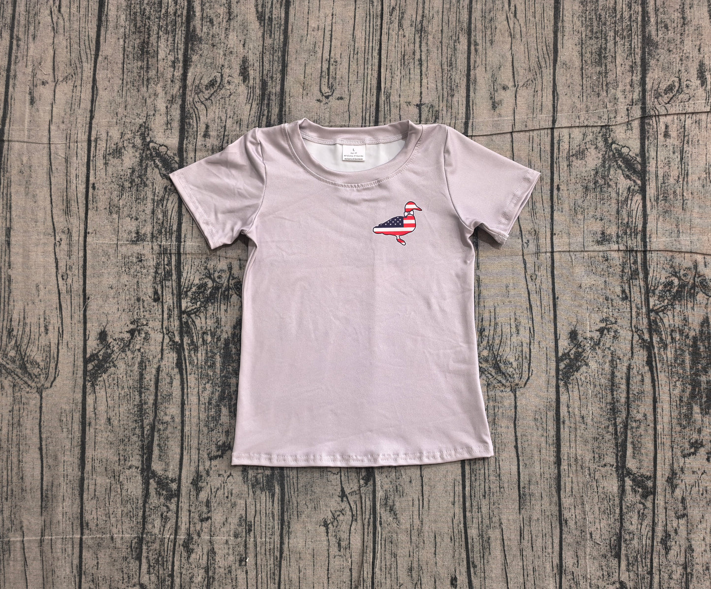 Baby Boys Grey Short Sleeve Flag Ducks 4th of July T-shirts Tops