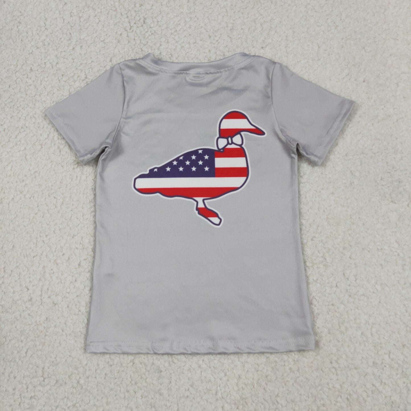 Baby Boys Grey Short Sleeve Flag Ducks 4th of July T-shirts Tops