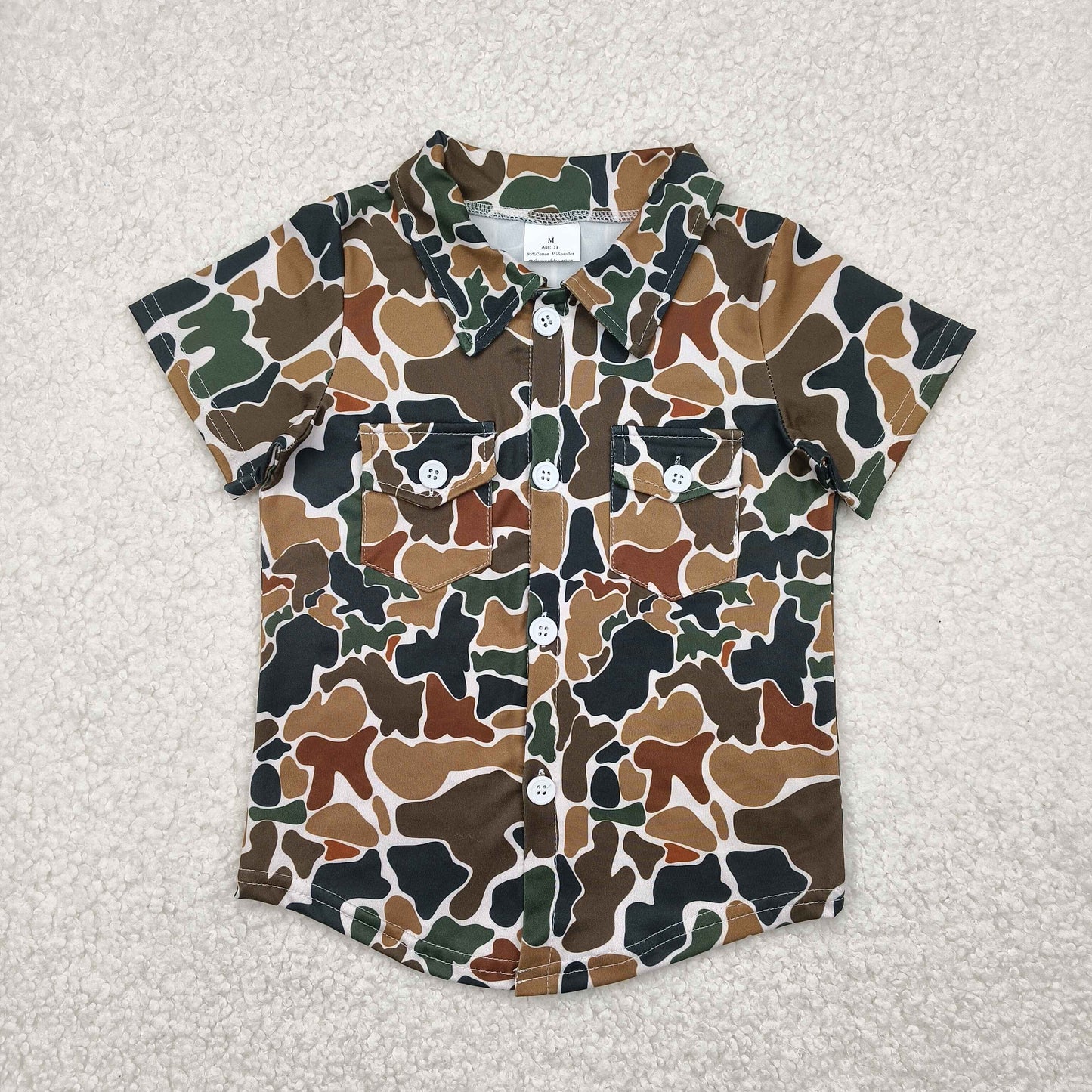 Sibling Baby Boys Southern Camo Short Sleeves Button Pockets Shirts Tops