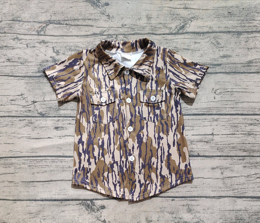 Baby Boys Camo Short Sleeves Button Pockets Shirts Tops