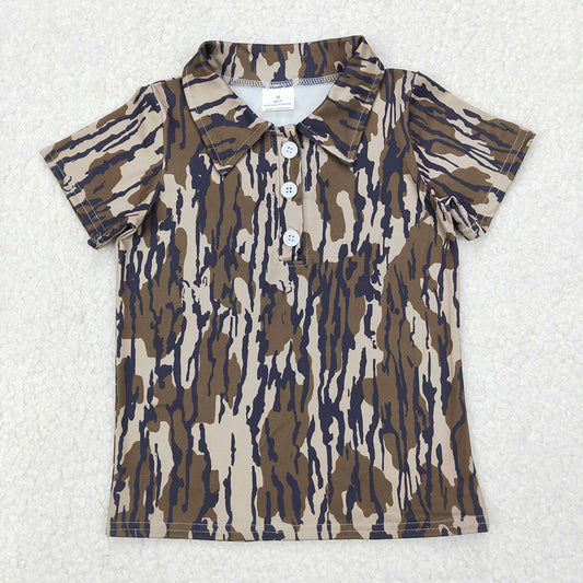 Baby Boys Short Sleeves Southern Wood Camo Button Polo Shirts Tops