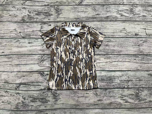 Baby Boys Short Sleeves Southern Wood Camo Button Polo Shirts Tops