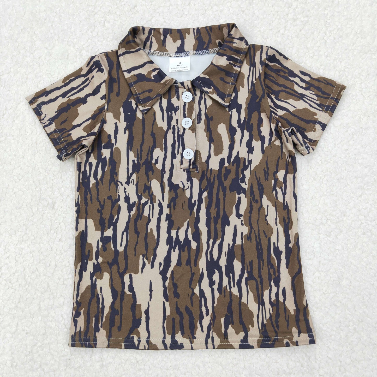 Sibling Baby Boys Short Sleeve Southern Camo Button Polo Shirts Top
