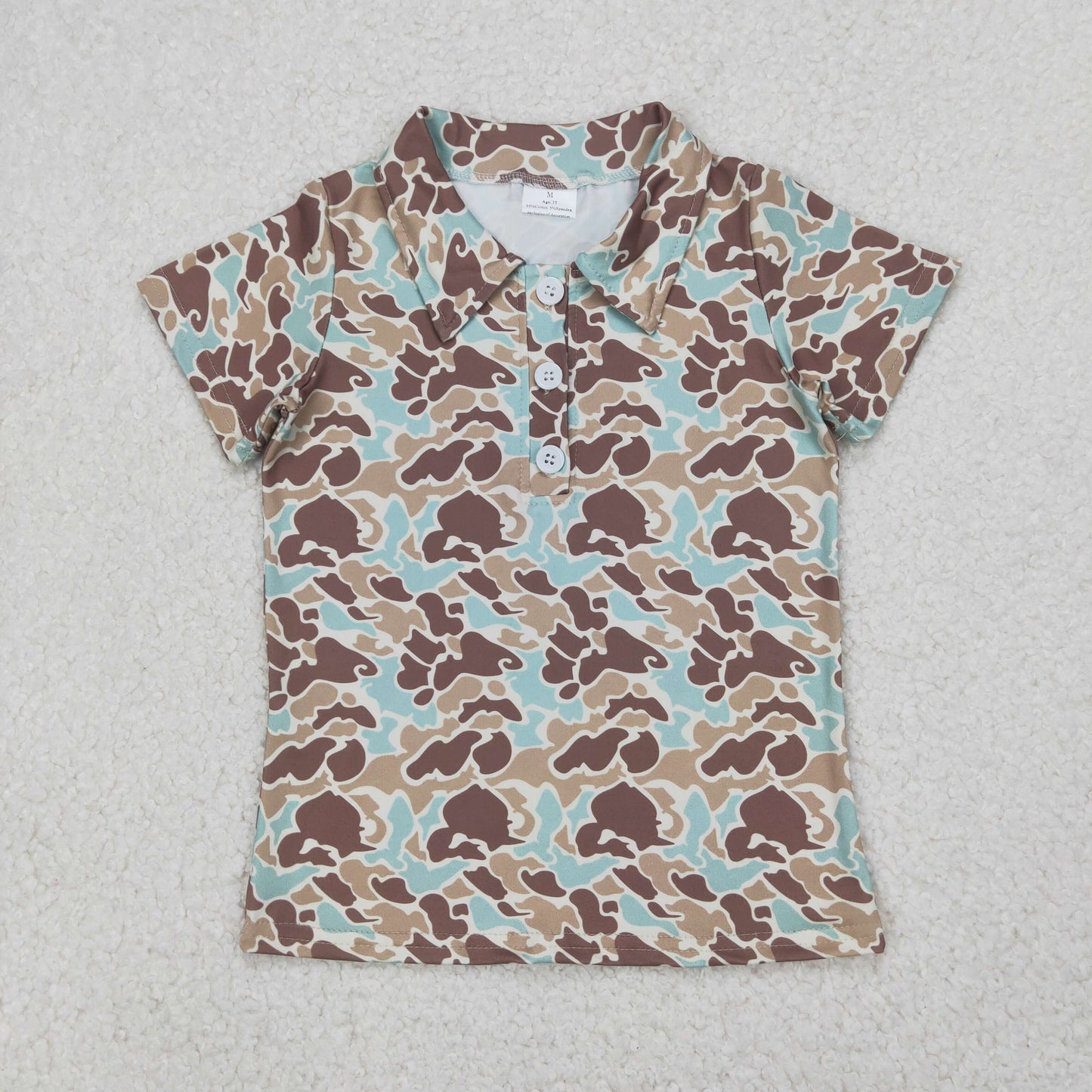 Sibling Baby Boys Short Sleeve Southern Camo Button Polo Shirts Top
