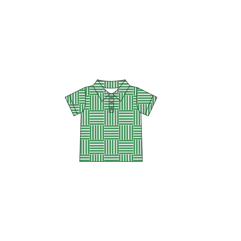 Baby Boys Button Green Plaid Polo Shirts Top Preorder
