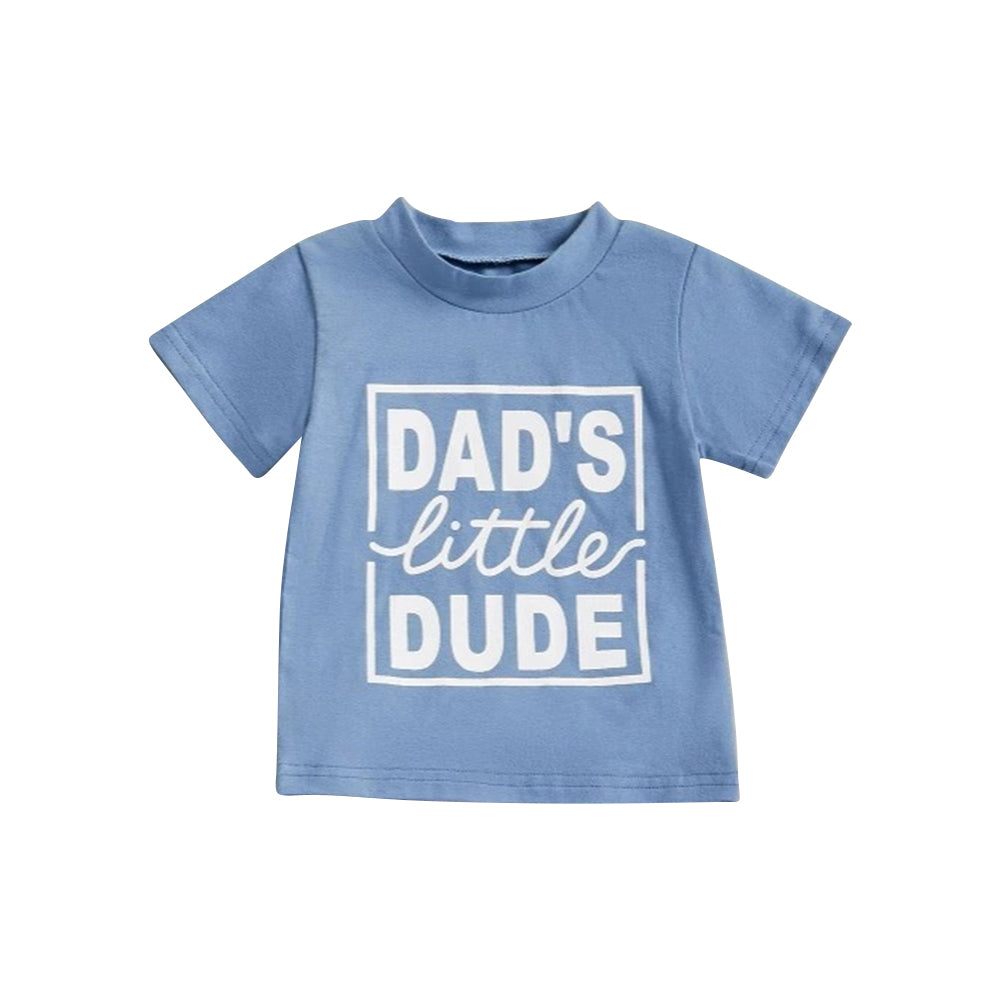 Baby Boys Blue Short Sleeves Dad's Litter Tee Shirts Top Preorder