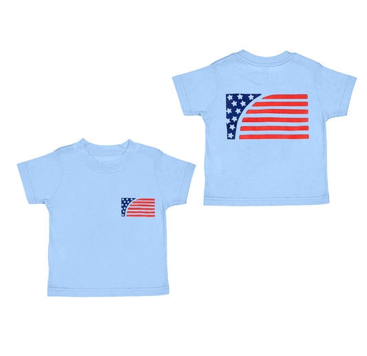 Baby Boys Blue Short Sleeves Flag 4th Of July Tee Shirts Top Preorder