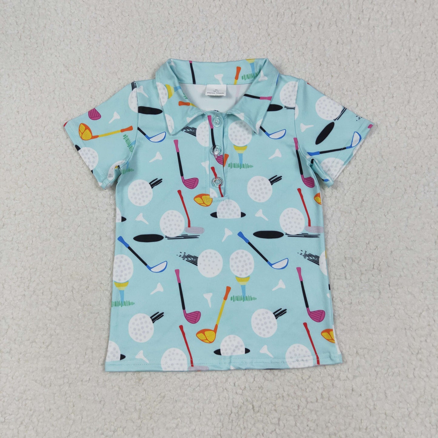 Sibling Baby Girls Short Sleeves Golf Top Blue Stripes Shorts Sets Tee Shirts Rompers