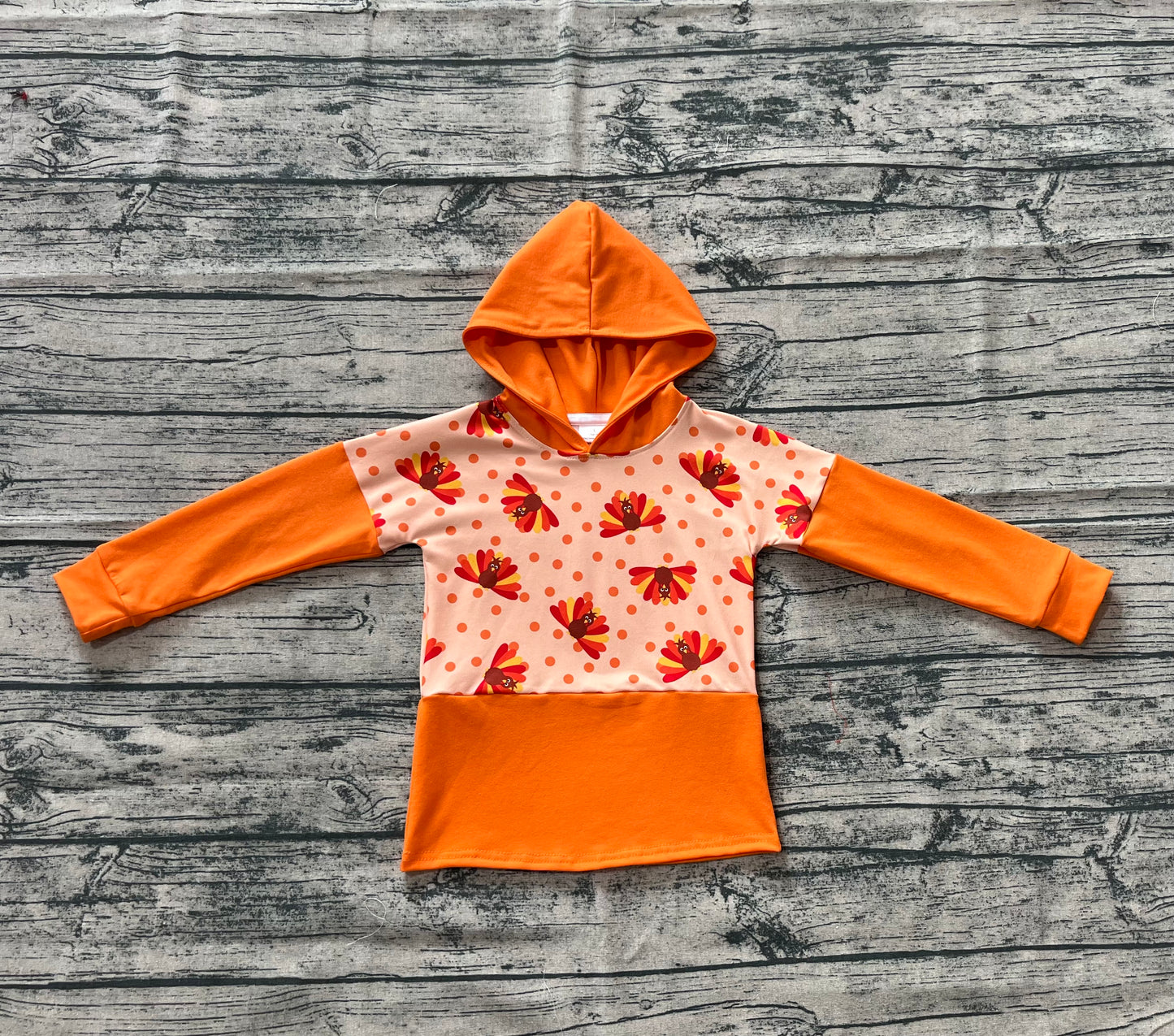 Baby Boys Thanksgiving Orange Long Sleeves Turkey Hoodies Tops
