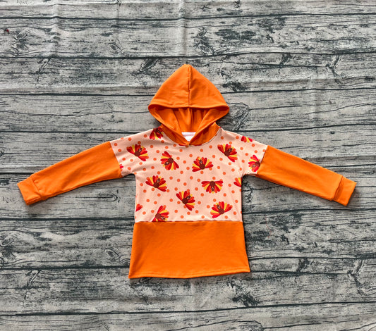 Baby Boys Thanksgiving Orange Long Sleeves Turkey Hoodies Tops