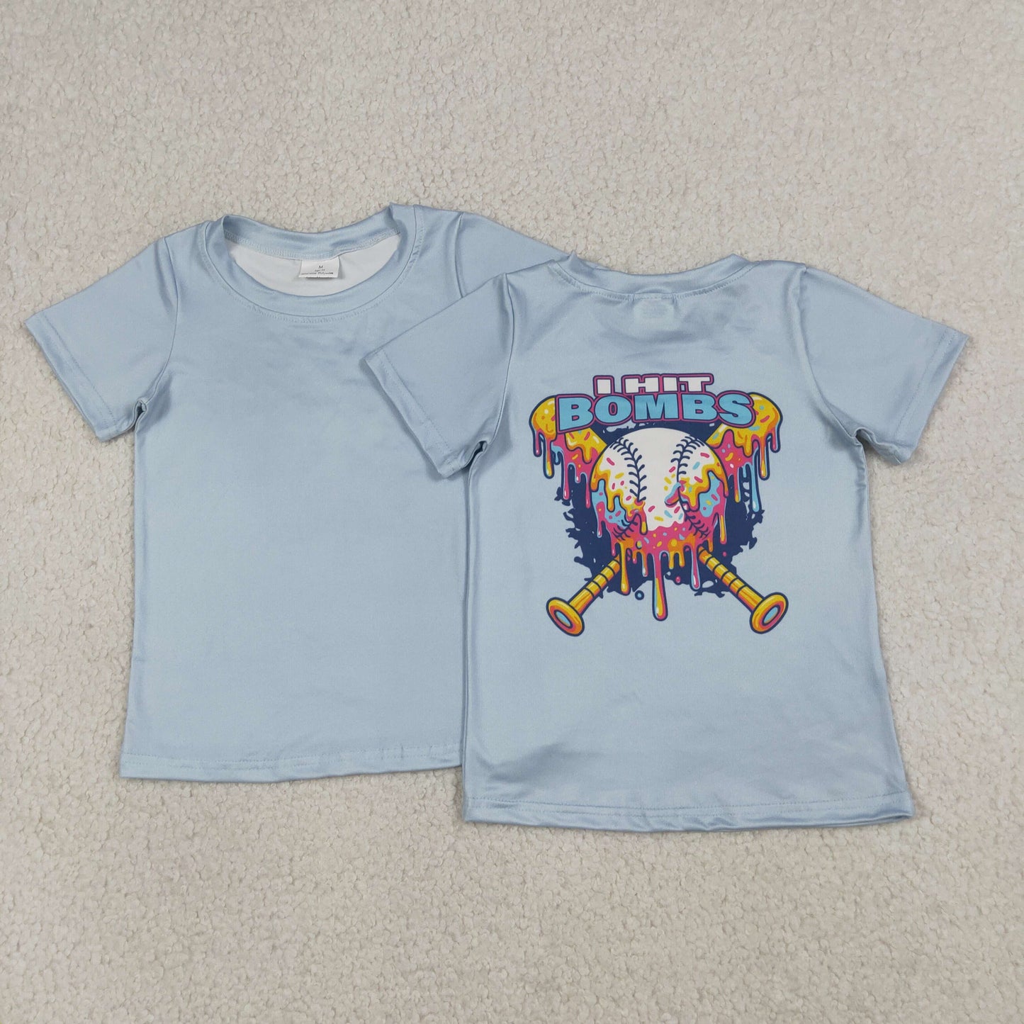 Baby Boys Short Sleeves Back Baseballs Bombs Team T-shirts Top