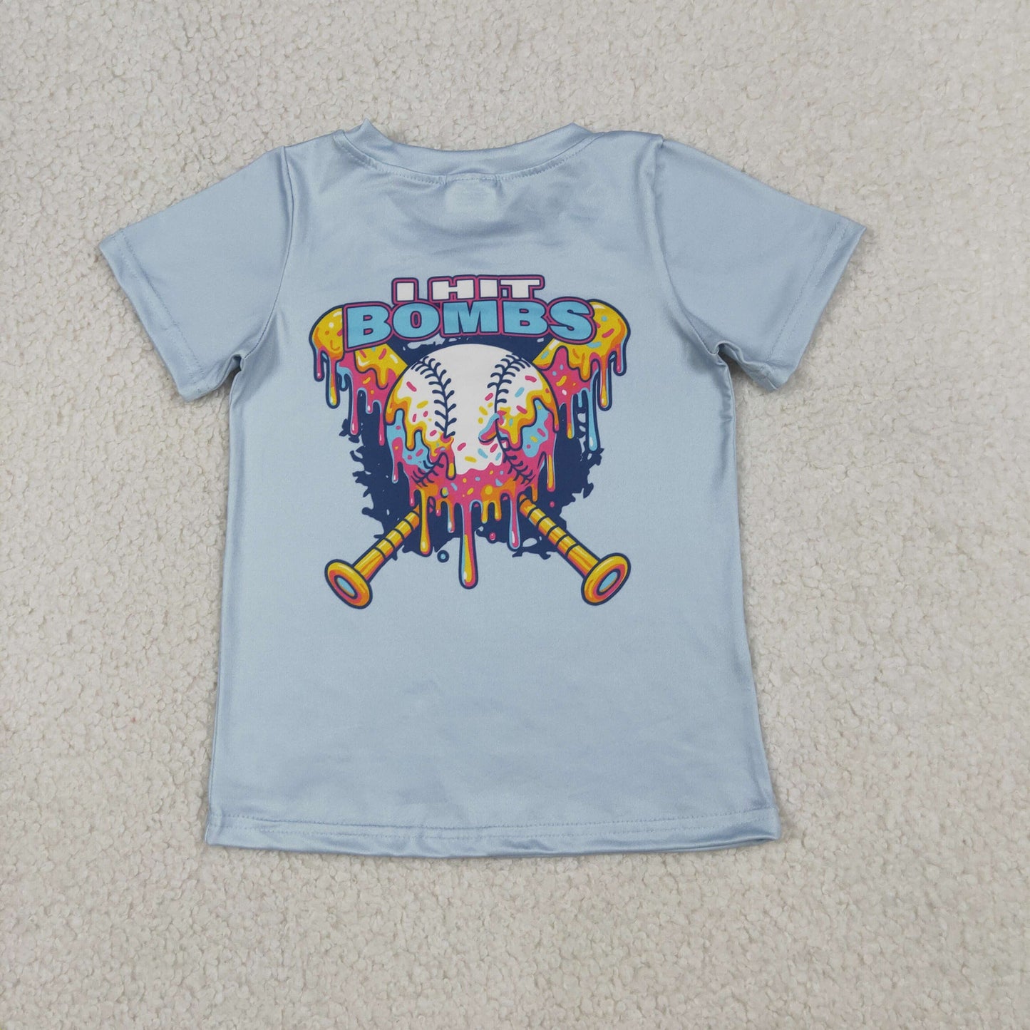Baby Boys Short Sleeves Back Baseballs Bombs Team T-shirts Top