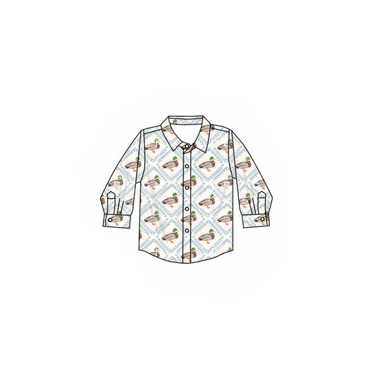 Baby Boys Long Sleeves Ducks Plaid Button Shirts Top Preorder
