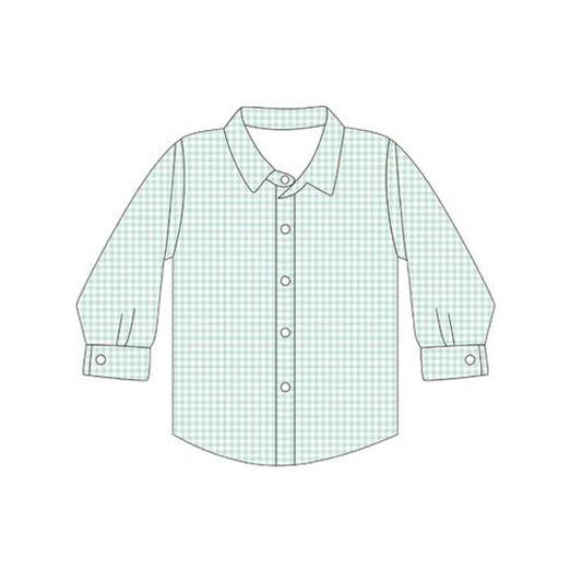 Baby Boys Long Sleeves Light Blue Plaid Button Shirts Top Preorder